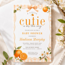 Invitación de Baby Shower de Naranja Little Cutie