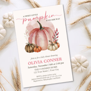 Flyer Invitación de baby shower de niña Little Pumpkin c