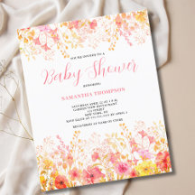 Invitación de baby shower floral rosa presupuesto
