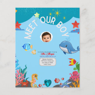 Flyer Invitación de Baby Shower para Conocer a Nuestro N