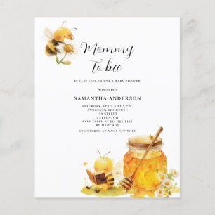 Flyer Invitación de Baby Shower para futura mamá abeja c
