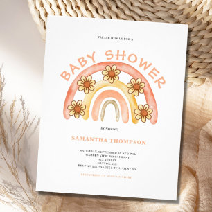 Flyer Invitación de Baby Shower Presupuesto Boho Arcoíri