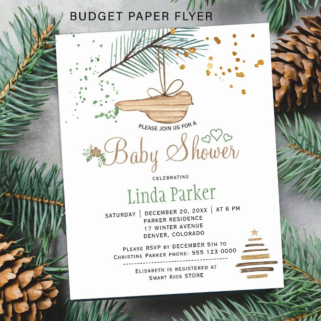 Flyer Invitación de baby shower rústica de invierno econ (Subido por el creador)