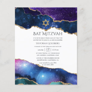 Flyer Invitación de Bat Mitzvah de Ágata de Galaxia