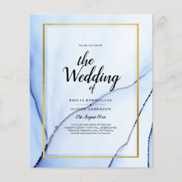 Flyer INVITACIÓN de Boda Abstracta con Tinta Dorada y Az