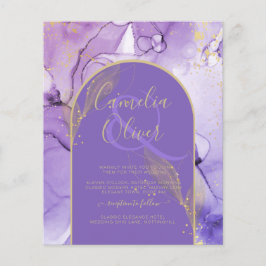 Flyer Invitación de boda abstracta con tinta PÚRPURA DOR