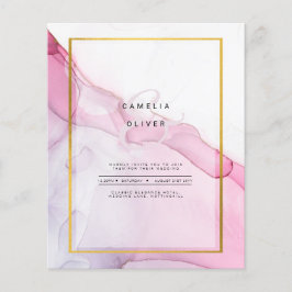 Flyer INVITACIÓN de Boda Abstracta con Tinta ROSA Púrpur