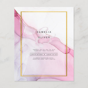 Flyer INVITACIÓN de Boda Abstracta con Tinta ROSA Púrpur