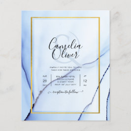 Flyer Invitación de boda abstracta de tinta azul marino 