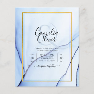 Flyer Invitación de boda abstracta de tinta azul marino 