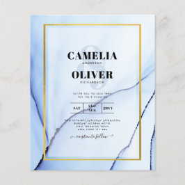 Flyer Invitación de boda abstracta de tinta azul marino 