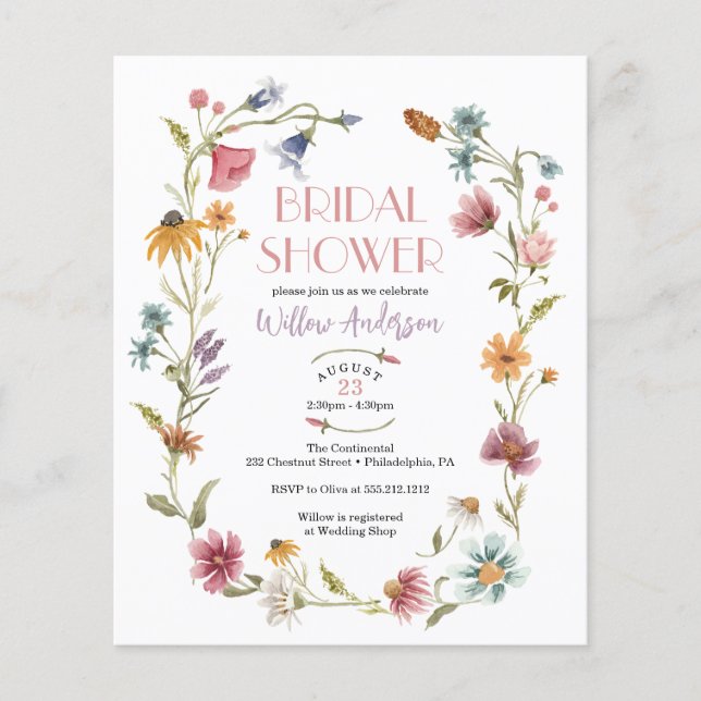 Flyer Invitación de boda bohemio de flores silvestres co (Frente)