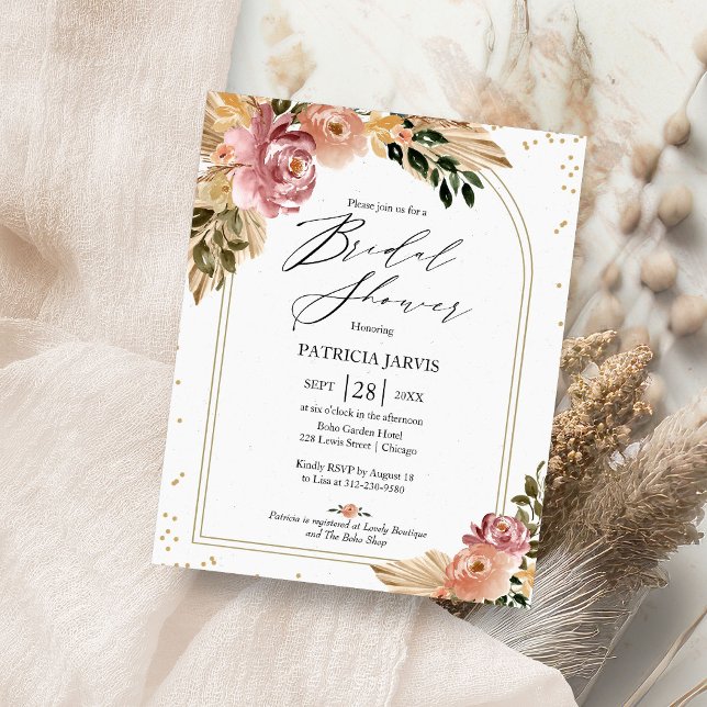 Flyer Invitación de boda boho chic floral económica (Subido por el creador)