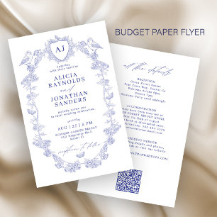 Flyer Invitación de boda clásica azul todo en uno presup