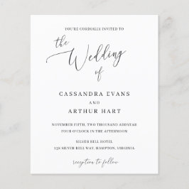 Flyer Invitación de boda clásica blanca elegante y econó