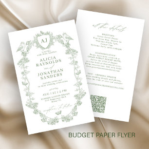 Flyer Invitación de boda clásica económica de salvia tod