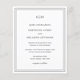 Flyer Invitación de boda clásica en blanco y negro con p