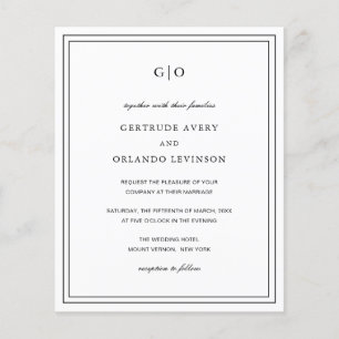 Flyer Invitación de boda clásica en blanco y negro con p