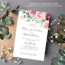 Invitación de boda con acuarela floral rosa económ