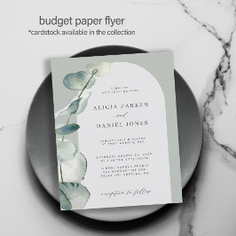 Flyer Invitación de boda con arco de eucalipto de Budget