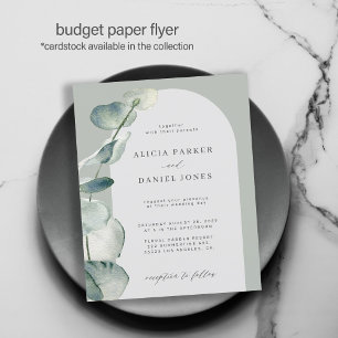 Flyer Invitación de boda con arco de eucalipto de sabio 