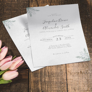 Flyer Invitación de boda con caligrafía de eucalipto eco