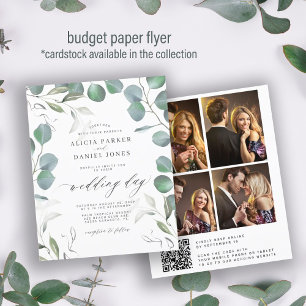 Flyer Invitación de boda con código QR de eucalipto econ