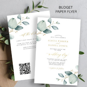 Flyer Invitación de boda con código QR de eucalipto todo