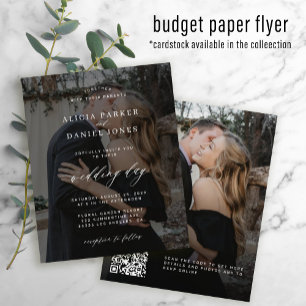 Flyer Invitación de boda con código QR de presupuesto en