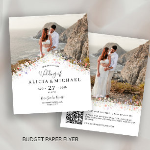 Flyer Invitación de boda con código QR económico y 2 fot