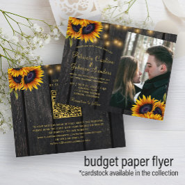 Flyer Invitación de boda con código QR fotográfico rústi