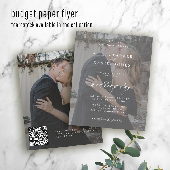 Flyer Invitación de boda con código QR moderna y económi (Subido por el creador)