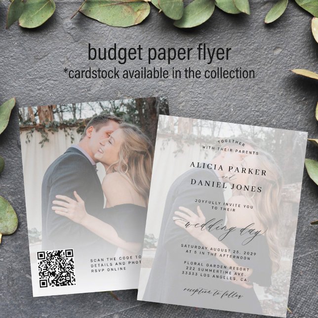 Flyer Invitación de boda con código QR moderna y económi (Subido por el creador)