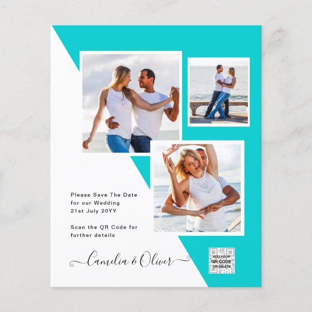 Flyer Invitación de Boda con Código QR para Anunciar la  (Frente)