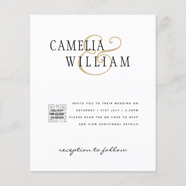 Flyer Invitación de Boda con Código QR para Anunciar la  (Frente)