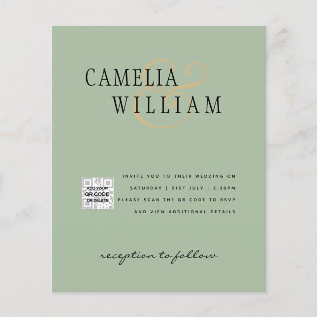 Flyer Invitación de Boda con Código QR para Anunciar la  (Frente)