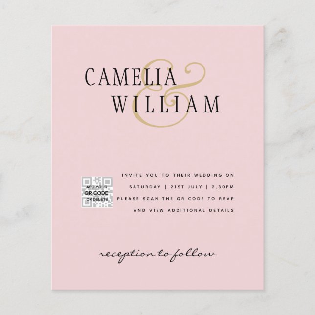 Flyer Invitación de Boda con Código QR para Confirmar As (Frente)