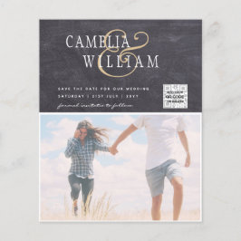 Flyer Invitación de Boda con Código QR para Guardar Fech