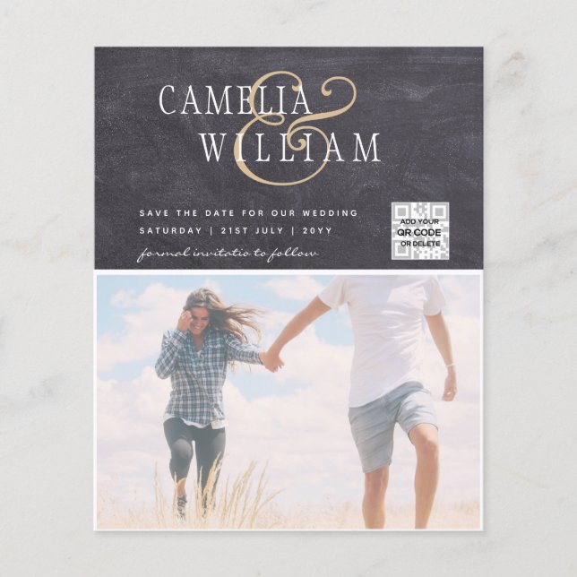 Flyer Invitación de Boda con Código QR para Guardar Fech (Frente)