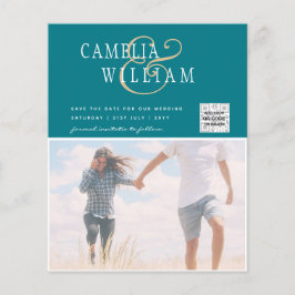 Flyer Invitación de Boda con Código QR para Guardar Fech