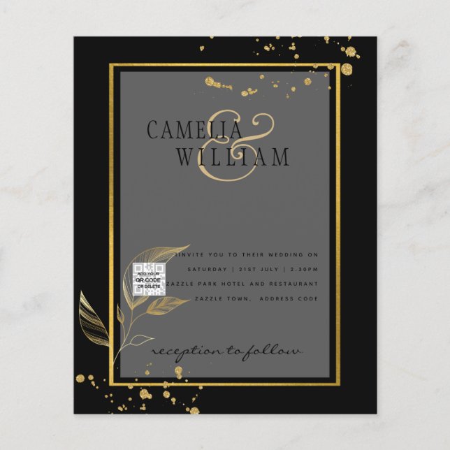 Flyer Invitación de Boda con Código QR para Guardar Fech (Frente)