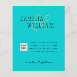 Flyer Invitación de Boda con Código QR para Guardar Fech