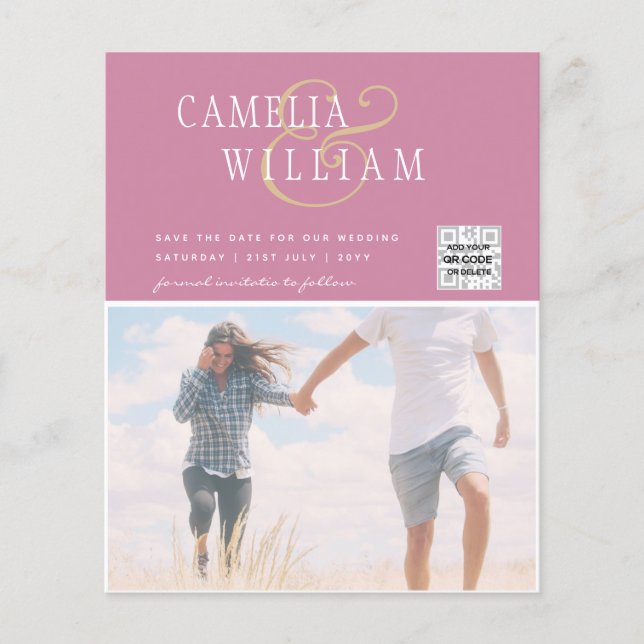 Flyer Invitación de Boda con Código QR para Guardar Fech (Frente)