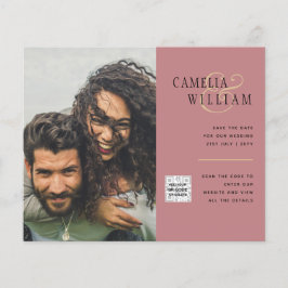 Flyer Invitación de Boda con Código QR para Guardar Fech