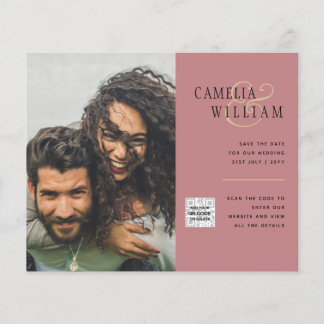 Flyer Invitación de Boda con Código QR para Guardar Fech