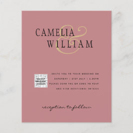 Flyer Invitación de Boda con Código QR para Guardar Fech