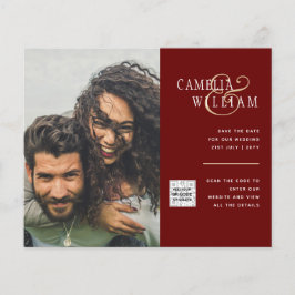 Flyer Invitación de Boda con Código QR para Guardar Fech