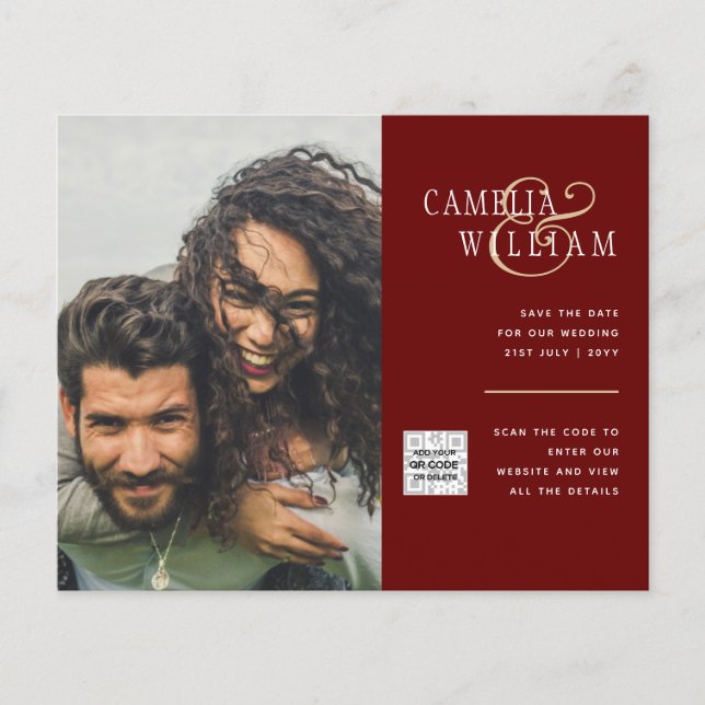 Flyer Invitación de Boda con Código QR para Guardar Fech (Frente)