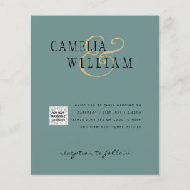Flyer Invitación de Boda con Código QR para Guardar Fech
