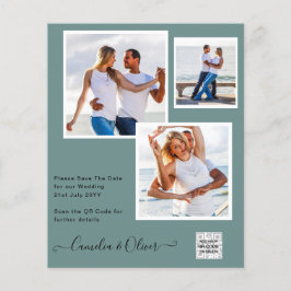 Flyer Invitación de Boda con Código QR para Guardar Fech